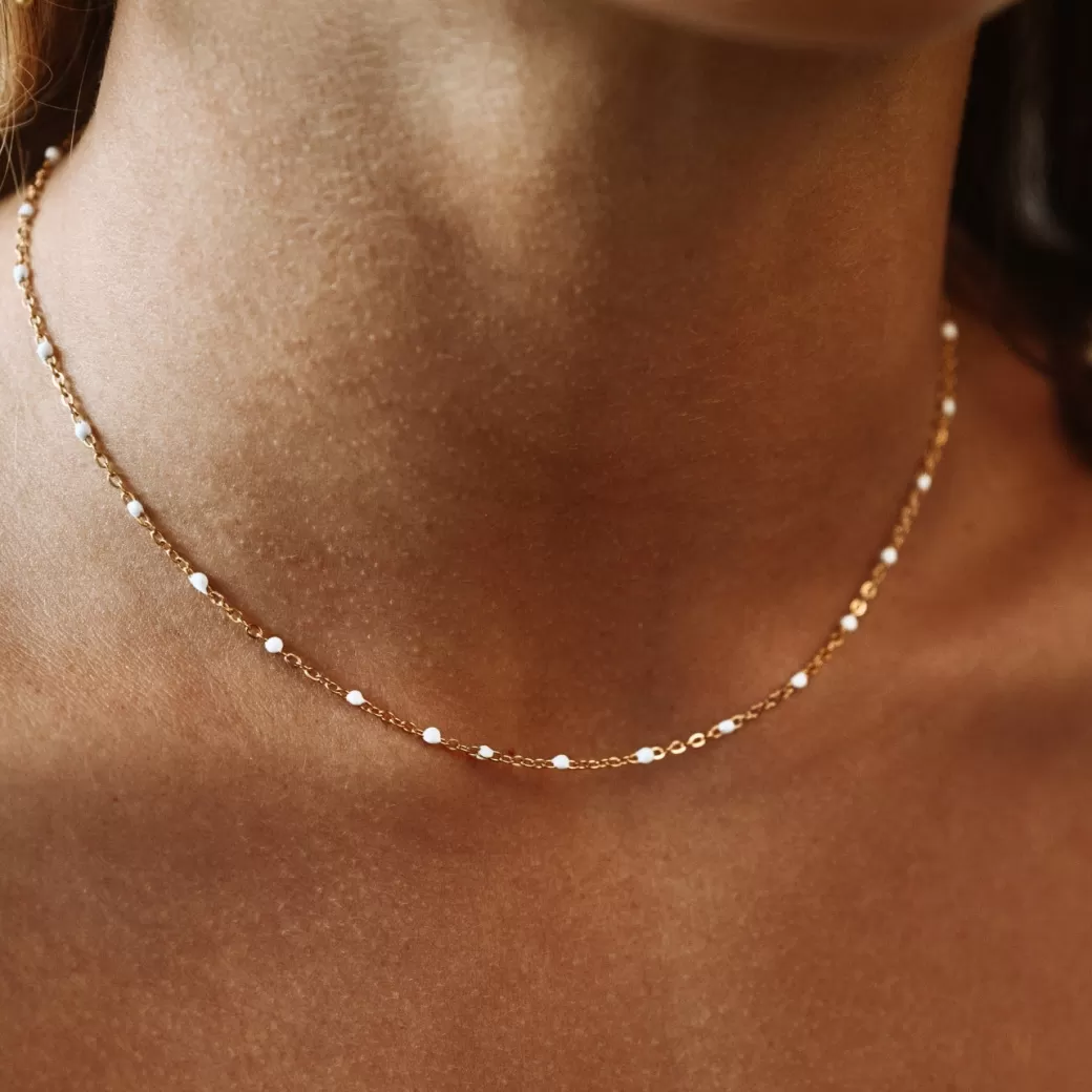 White Beaded Choker^Atolea Jewelry Cheap