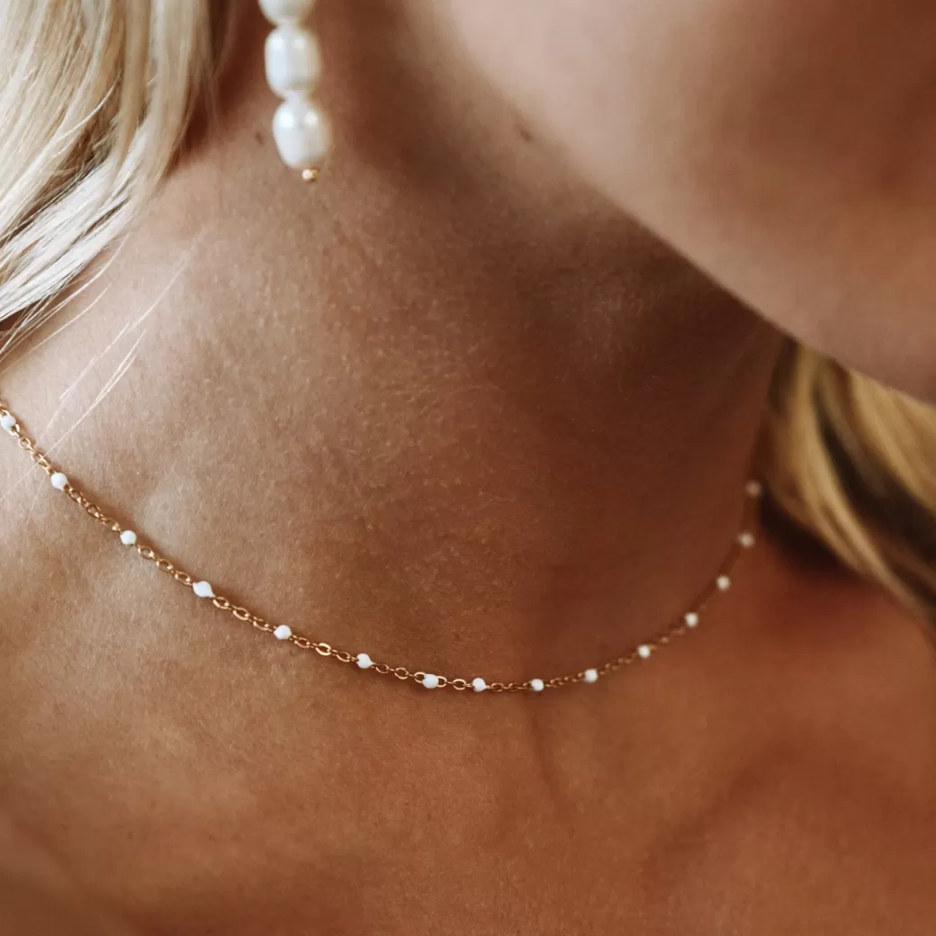 White Beaded Choker^Atolea Jewelry Cheap